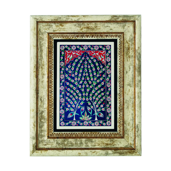 İznik Çini Deseni Baskılı Doğal Taş Tablo