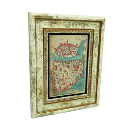 Bizans Dönemi İstanbul Haritası Çizimi Baskılı Doğal Taş Tablo