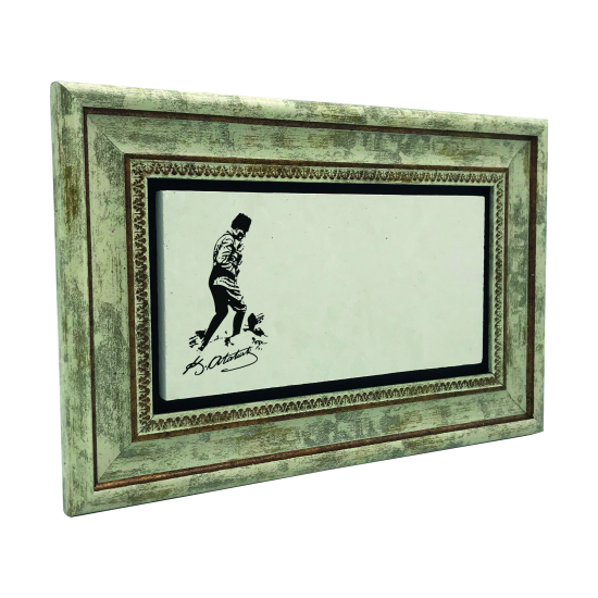 İsim Yazılabilir, Atatürk Silüeti Baskılı Doğal Taş Tablo