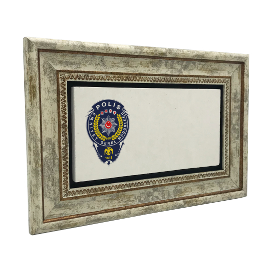 İsim Yazılabilir, Emniyet Genel Müdürlüğü Polis Logosu Baskılı Doğal Taş Tablo