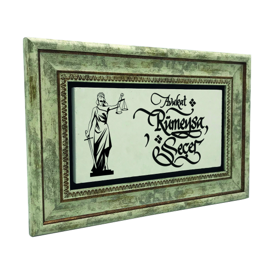 İsim Yazılabilir, Adalet Sembolü (Justitia / Themis) Baskılı Doğal Taş Tablo