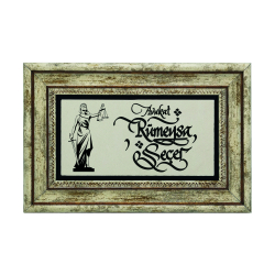 İsim Yazılabilir, Adalet Sembolü (Justitia / Themis) Printed Natural Stone with Frame