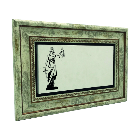 İsim Yazılabilir, Adalet Sembolü (Justitia / Themis) Baskılı Doğal Taş Tablo
