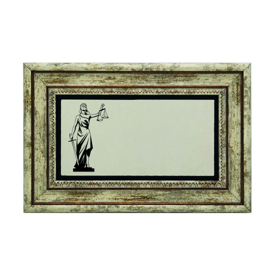 İsim Yazılabilir, Adalet Sembolü (Justitia / Themis) Baskılı Doğal Taş Tablo