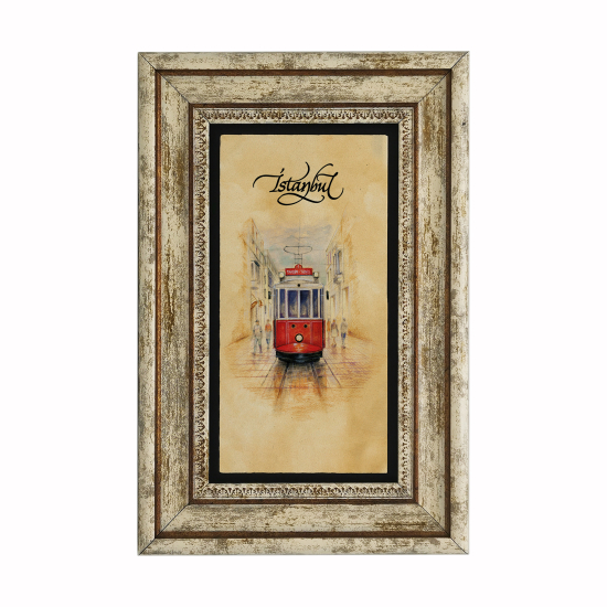 Nostalgic Tram Printed Natural Stone with Frame