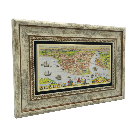 Bizans Haritası Printed Natural Stone with Frame