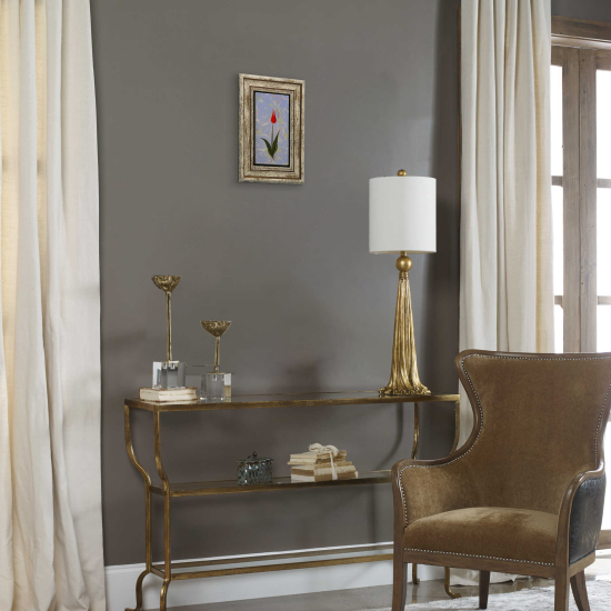 Pembe Çiçekli Ebru Baskılı Doğal Taş Tablo