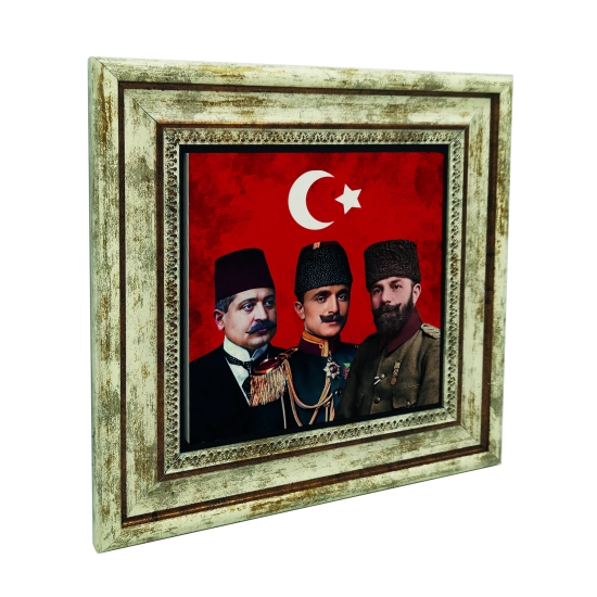 Üç Paşalar: Talat Paşa, Enver Paşa, Cemal Paşa Baskılı Doğal Taş Tablo
