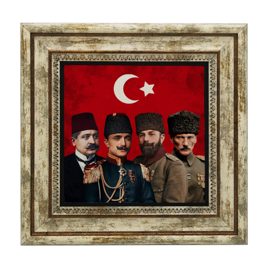 Üç Paşalar ve Mustafa Kemal Paşa Baskılı Doğal Taş Tablo