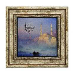 İstanbul Tophane Manzarası (1884, Aivazovskİ) Printed Natural Stone with Frame