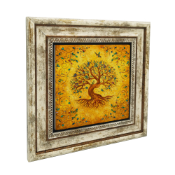 Motifli Yaşam Ağacı Sembolü Printed Natural Stone with Frame