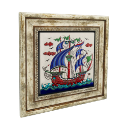 Kalyon Çini Deseni Baskılı Doğal Taş Tablo