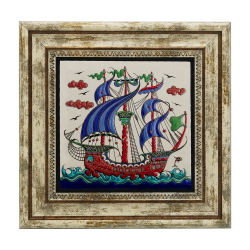 Kalyon Çini Deseni Baskılı Doğal Taş Tablo