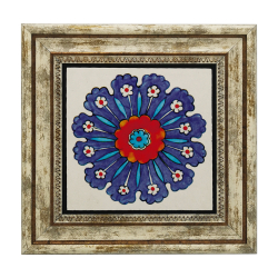 Rüstem Paşa Camii İznik Çini Deseni Printed Natural Stone with Frame