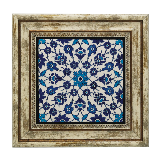 Osmanlı Çini Deseni Printed Natural Stone with Frame