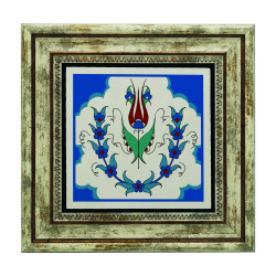 Osmanlı İznik Çini Deseni Baskılı Doğal Taş Tablo