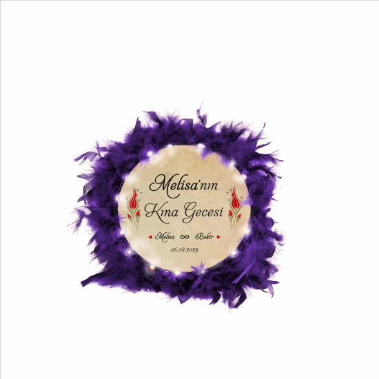 Name Can Be Added, Tambourine  22cm Leather Small HennaTambourine with Jingles and Feathers