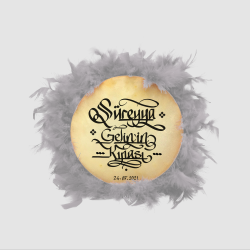 İsim Yazılabilir, Tef 22cm Leather Small HennaTambourine with Jingles and Feathers