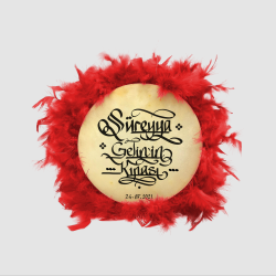 İsim Yazılabilir, Tef 22cm Leather Small HennaTambourine with Jingles and Feathers