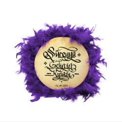 İsim Yazılabilir, Tef 22cm Leather Small HennaTambourine with Jingles and Feathers