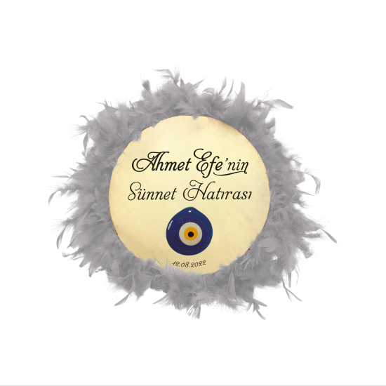 İsim Yazılabilir, Tef 27cm Leather Middle-Size Henna Tambourine with Jingles and Feathers