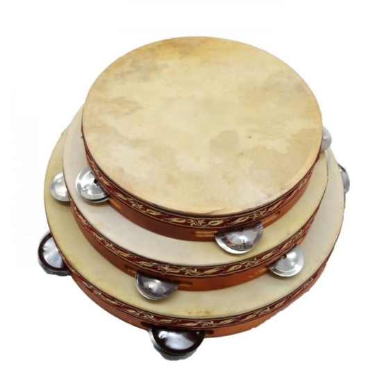 İsim Yazılabilir, Tef 32cm Deri Zilli Büyük Tef